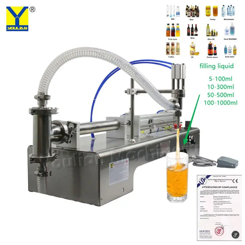 5ml to 1000ml Semi-automatic Liquid bottle Filling Machine Oil Lotion Filler（Horizontal）Model C