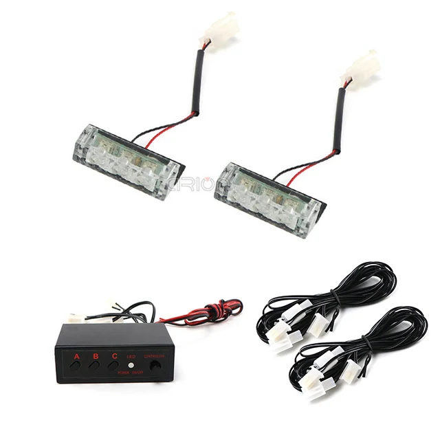 EIRUIYO 12V Auto Grille Strobe Licht Kopf 4x3 LED Mini-Blitz lampe Tagfahrlicht Polizei Notfall Warnung blinkende Signal Lichter 6x3 LED 3