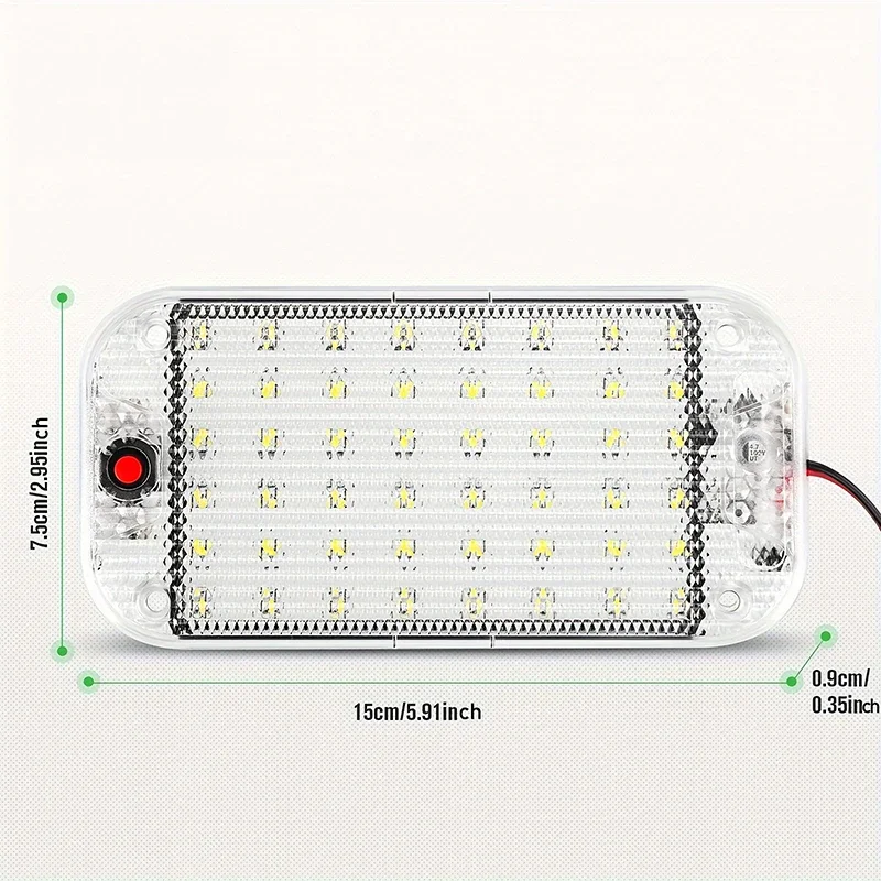 1PC Universal Ceiling Light Bright Car Indoor Lamp With ON/OFF Switch 48LEDs Interior Dome Light For Box Trucks Campers Boats RV