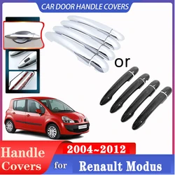 for Renault Modus Accessories 2004~2012 2010 Car Door Imitation Carbon Fiber Handle Or Chrome Door Handles Cover Car Accessories
