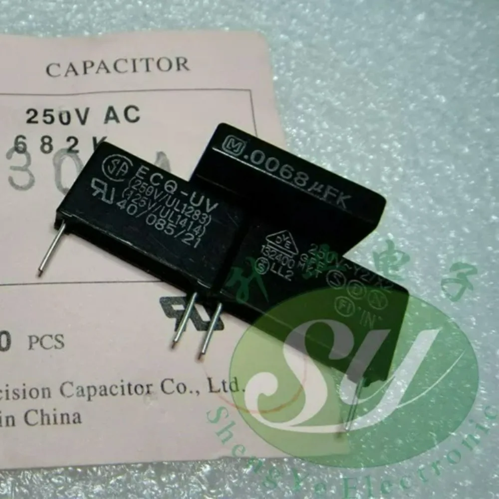 

10pcs/lot ECQ-UV 0.0068uf 250vAC 6800pf 6.8nf 6n8 682 K Brand New 15mm Film Capacitor