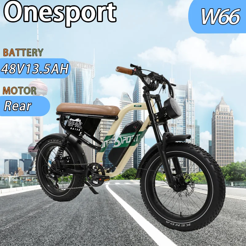 Image of Onesport W66 20 Zoll Fatbike Elektrofahrrad 48V13.5Ah Lithium-Akku Heckmotor E-Bike 7-Gang-Schaltung Hydraulische Bremse Elektrofahrrad