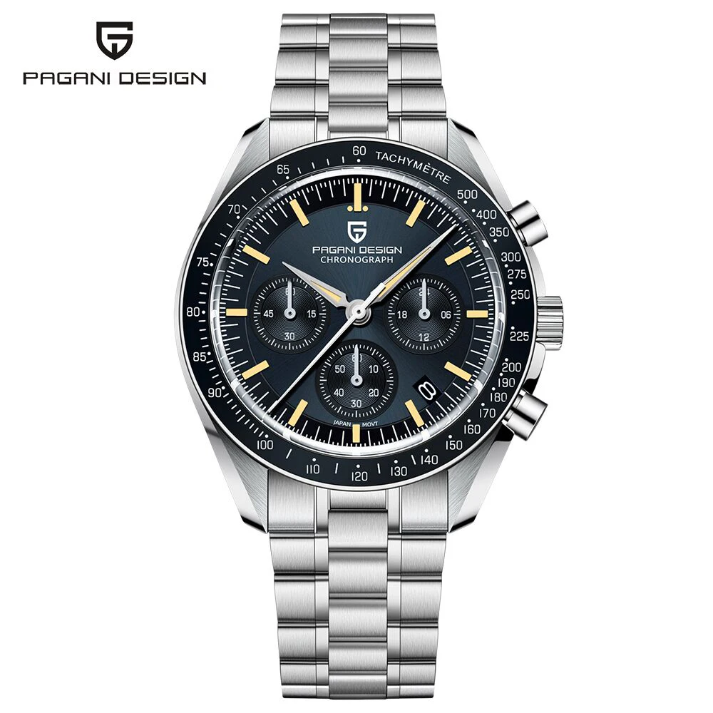 PAGANI DESIGN 2026 Neue Herrenuhren AR Saphirglas Luxus Quarzuhr für Männer Speed Chronograph Edelstahl Automatisches Datum Mondphasen-Uhr Herren EU-Lokalversand