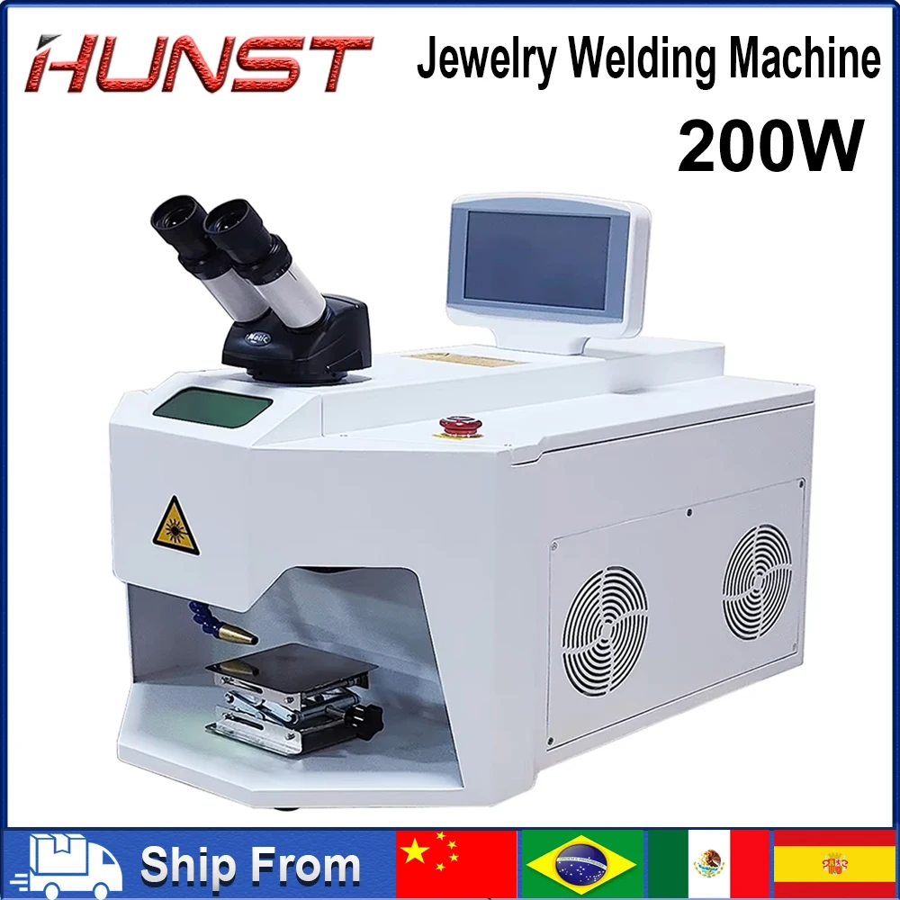 HUNST 200W Jewelry Laser Spot Welding Machine Laser Soldering With HD CCD Microscope for Gold Silver Chain Ring Pendant Denture