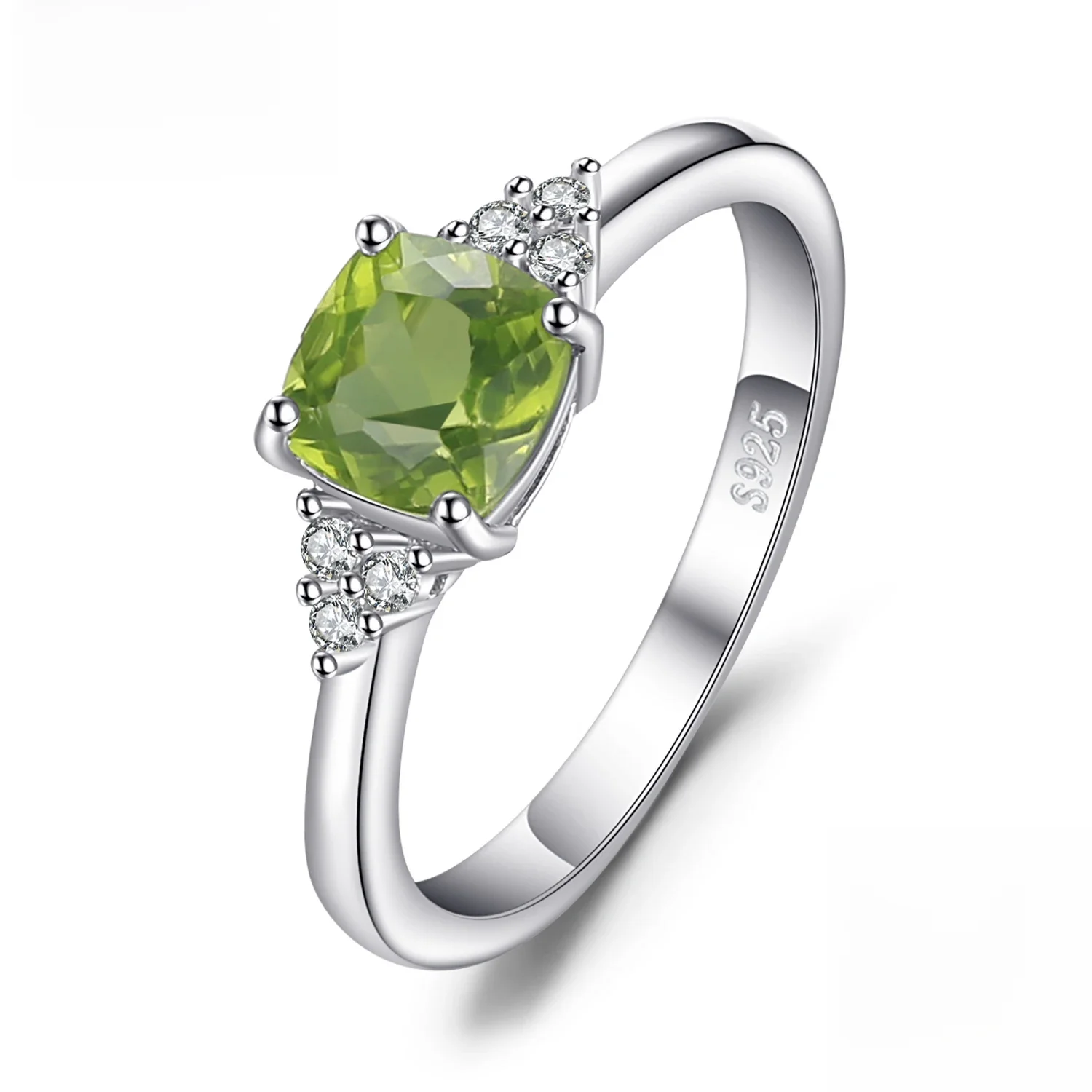 JewelryPalace 1.1ct prawdziwy naturalny Peridot 925 srebro pierścionek pasjans dla kobiety moda biżuteria z kamieniami szlachetnymi prezent ślubny — zdjęcie 2