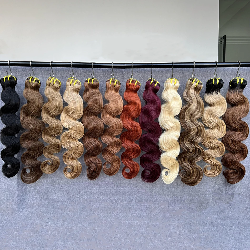 Colored Human Hair Bundles 99j Burgundy #613 #27 #30 #350 #35 #8 P4/27 #4 Brown Body Wave 10A Virgin Human Hair Extensions Weave