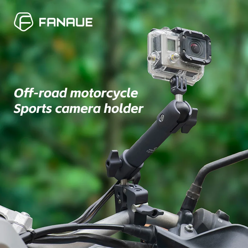 FANAUE Motorcycle Bicycle action camera Holder Handlebar Double joint rotation Magic Arm 360° Super Clamp for GoPro DJI Insta360