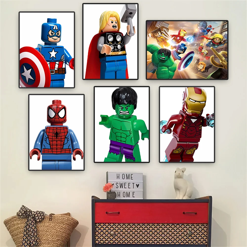 

Miniso Disney Cartoon Hero Iron Man Canvas Poster Spider Man Wall Art Kindergarten Living Room Home Decor Painting Gifts to Boys