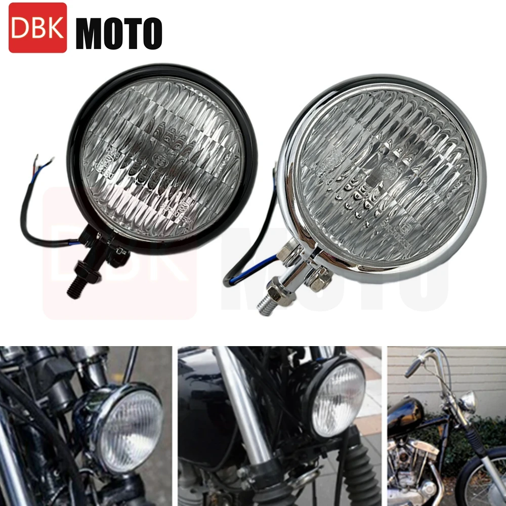 

4.5" Retro Bates Style Headlight H4 Bulb Head Lamp Bottom Mount For Harley Chopper Bobber Headlamp Headlights Emark Lighthouse