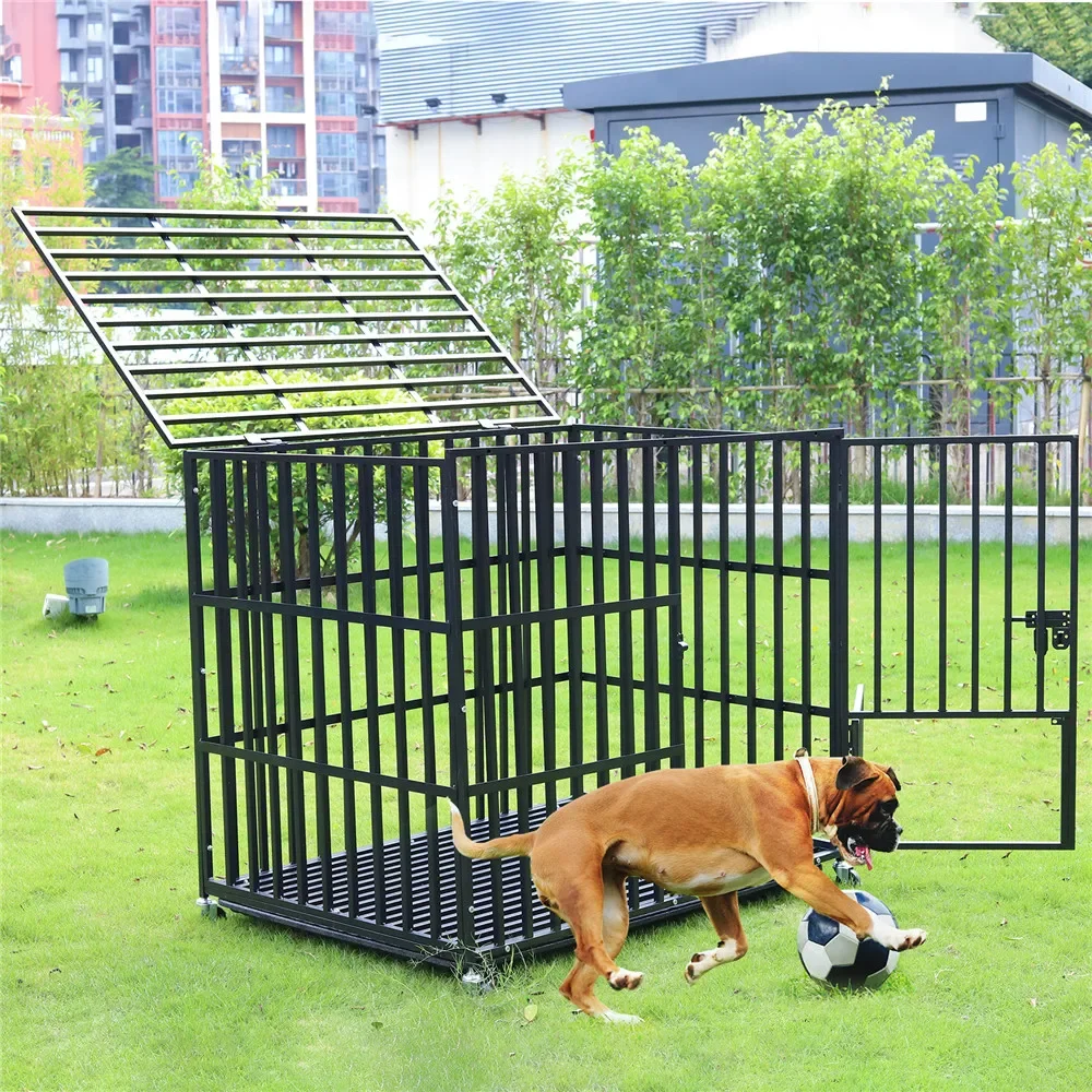 Rolling Zware Xxl Grote Huisdier Kooi Dikke Metalen Bench Kennel Kinderbox Met Lade - afbeelding 2