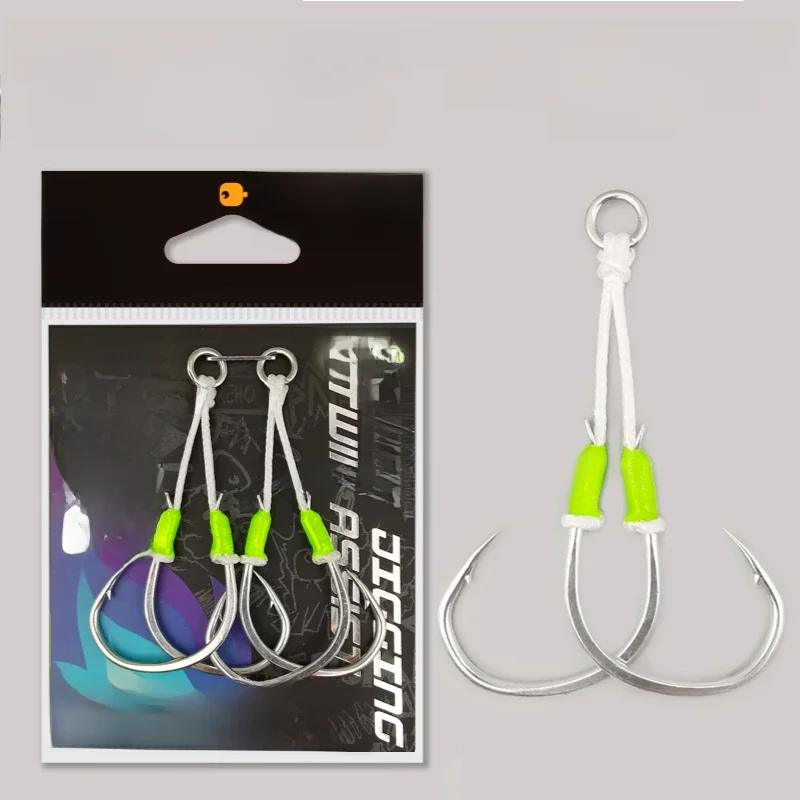 3-SJ – hameçons de pêche à gabarits lent, double assistance, lueur, brème de mer, accessoires de pêche