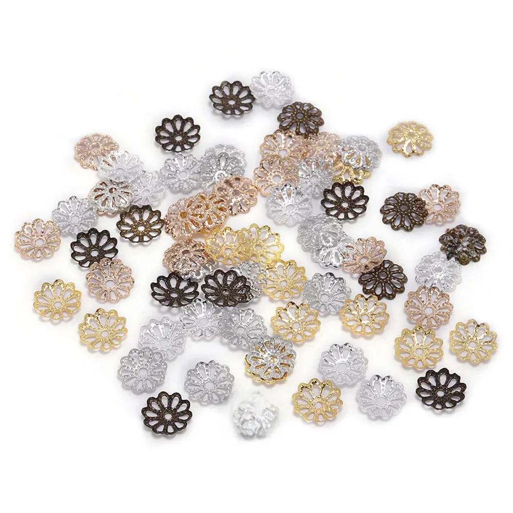 200 pièces 6mm 9mm en vrac plaqué or fleur pétale fin entretoise perles bouchons breloques perle tasses pour bricolage fabrication de bijoux accessoires en gros