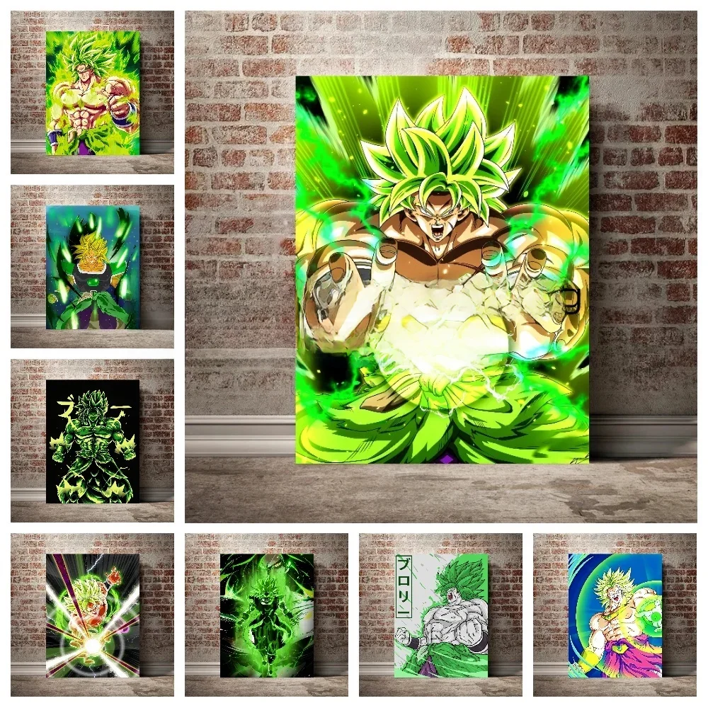 Hot Anime Dragon Ball Super Saiyan Goku Broli Poster Canvas Painting Suitable for Home Room Wall Art Decoration Children's Gift