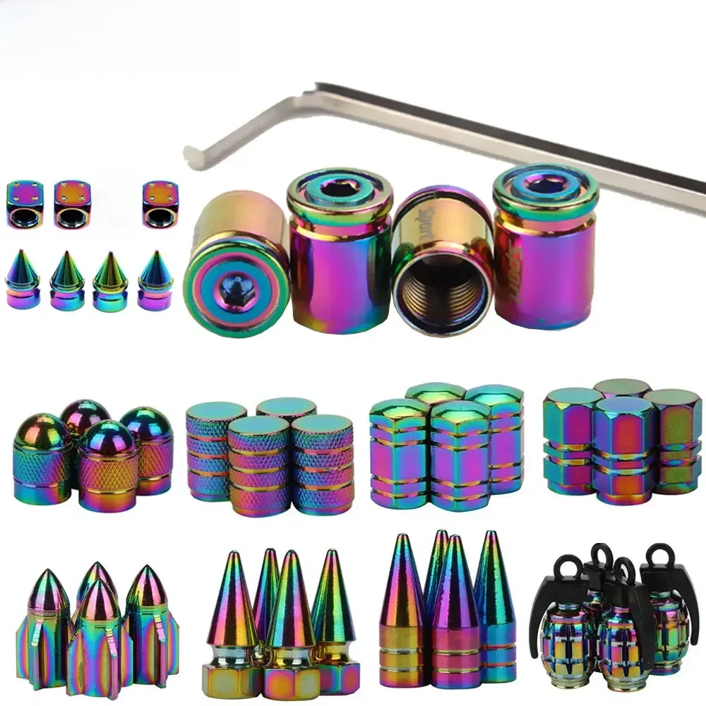Bouchons de Valve de pneu de voiture multicolores, couvercles de tige de jante de pneu imperméables pour voitures, suv, vélos et vélos, camions, motos 4 pièces/ensemble