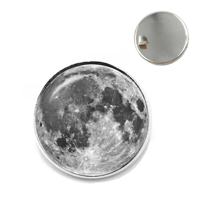 Faza księżyca Broszki ze wzorem 20 mm / 25 mm Szklany kaboszon Nowy Księżyc Zajęcie księżyca Szpilki Biżuteria dla entuzjastów astronomii Prezent — zdjęcie 2