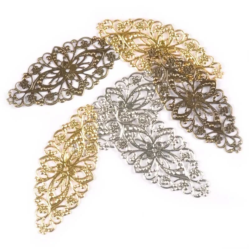 10 sztuk filigranowe okłady złącza ozdoby dla Diy Scrapbooking Home Decor złoty/srebrny/brązowy ręcznie robione metalowe rzemiosło yk0745 — zdjęcie 2