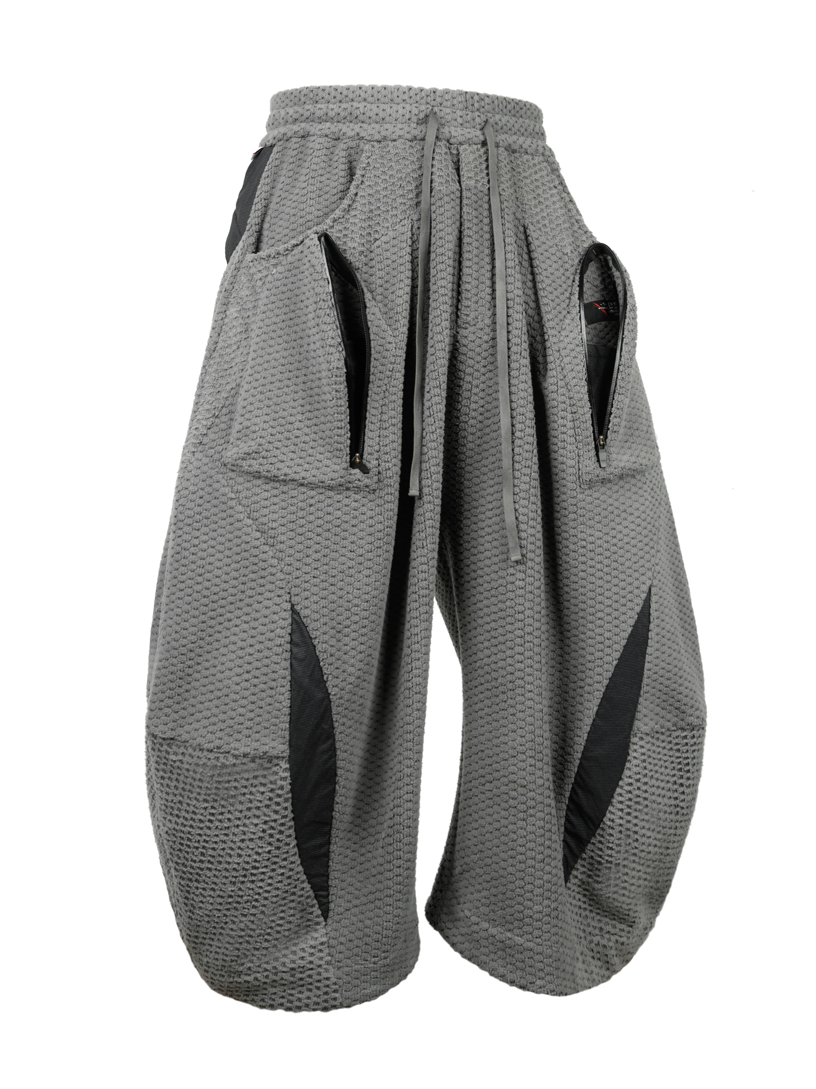 INCONSTANT 25AW DYNEEMA Patchwork curved segmented special fleece wide-leg pants winter warm Futurism streetwear cropped trouser