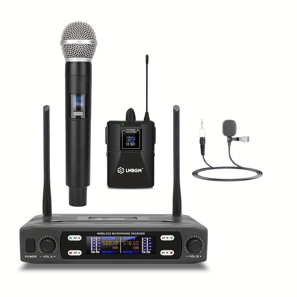 

LMBGM-R12 Wireless Microphone Handheld Dual Channel UHF Fixed Frequency Dynamic Microphone Suitable Fo Karaoke Bands Church