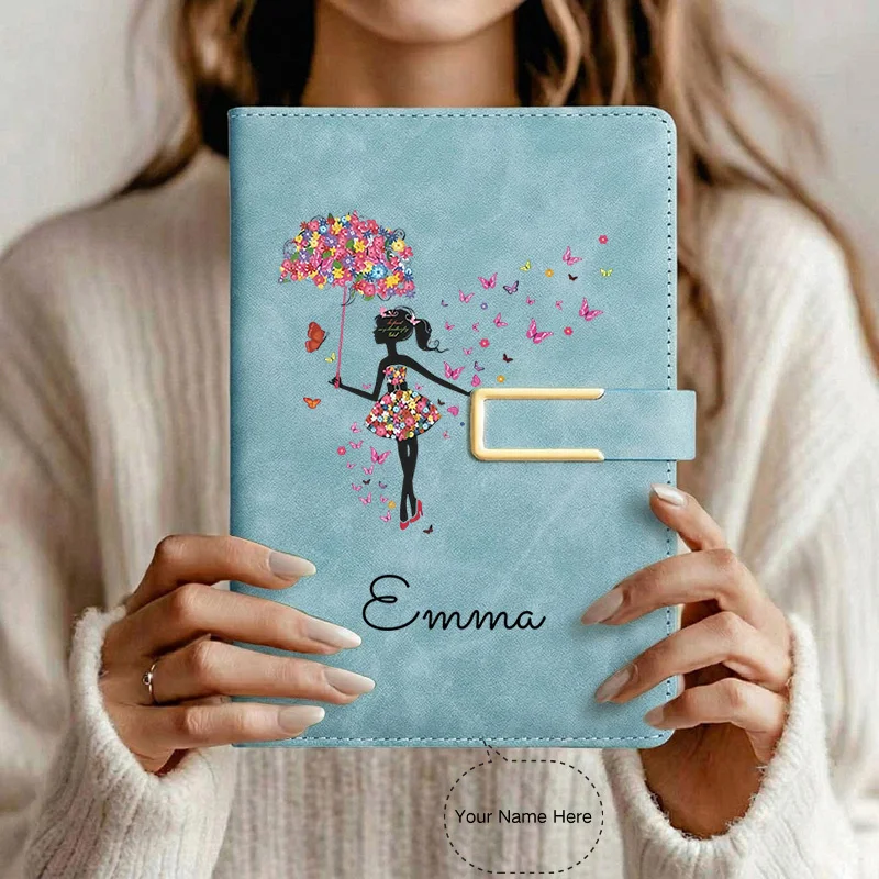 A5 Notebook with Custom Name, Softcover with Personalized Text, 200 Pages, Includes Pen Loop And Bookmark, 2D Flat Design