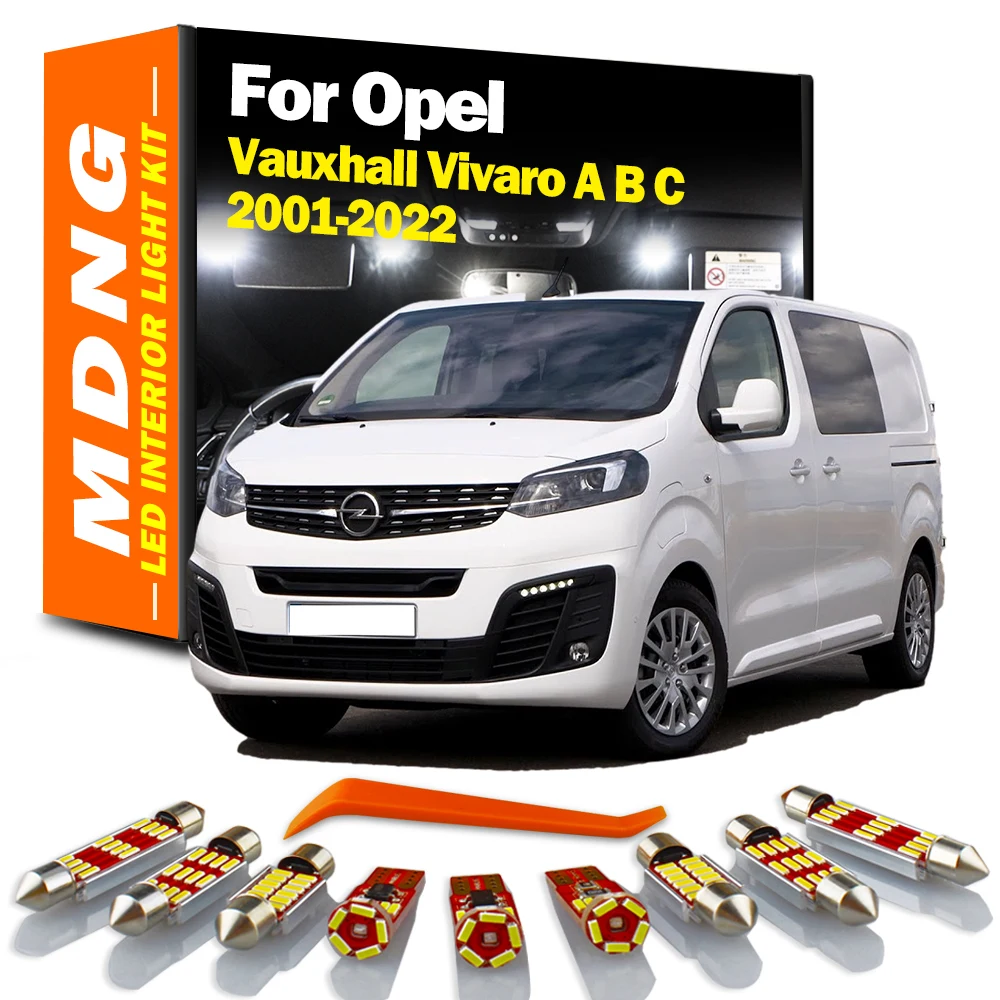 MDNG LED Interior Dome Map Reading Light Bulb Kit For Opel Vauxhall Vivaro A B C 2001- 2016 2017 2018 2019 2020 2021 2022 Canbus