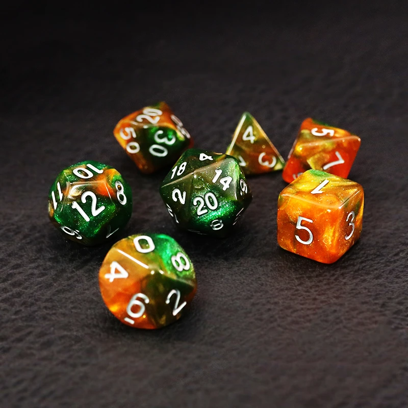 

7Pcs/Set Red and Green Starry Sky Dice D&D COC Dice D4 D6 D8 D10 D% D12 D20 Table Games DND RPG Dice Set