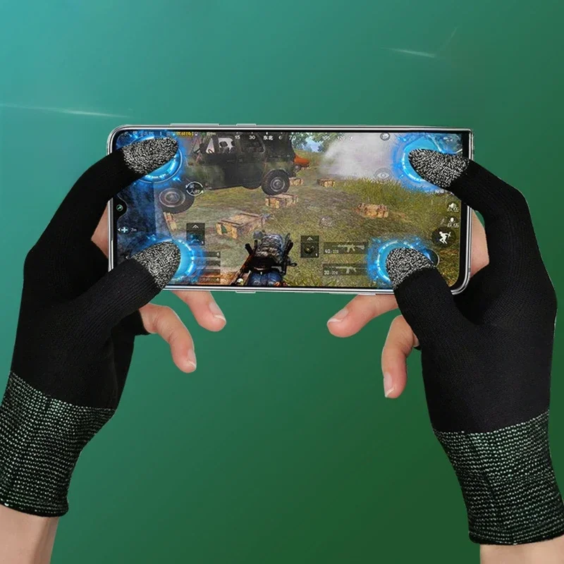 Gants de jeu sans couture pour manette de jeu mobile, protège-doigts, couverture du bout des doigts du pouce, résistant à la transpiration, écran tactile à deux doigts