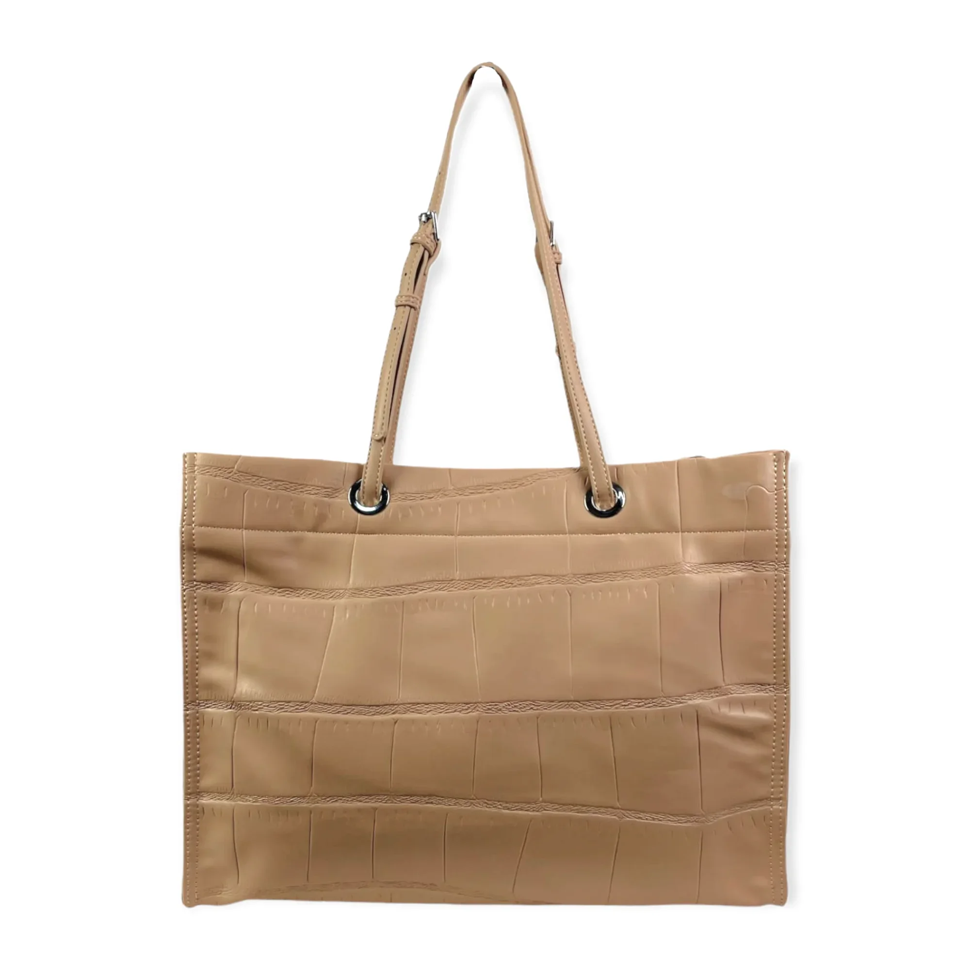 Gorett- bolsa tote de couro sintetico feminino, crocodilo-efeito, alça de ombro ajustável, nova