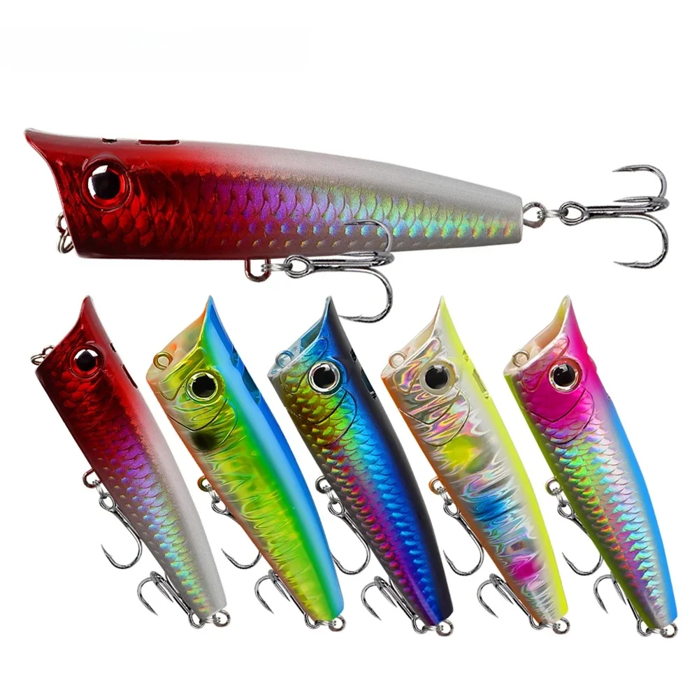 1Pc Popper leurre de pêche 9g/14.6g/20g Topwater dur appât artificiel en plastique Wobblers manivelle pour bar poisson noir Pesca