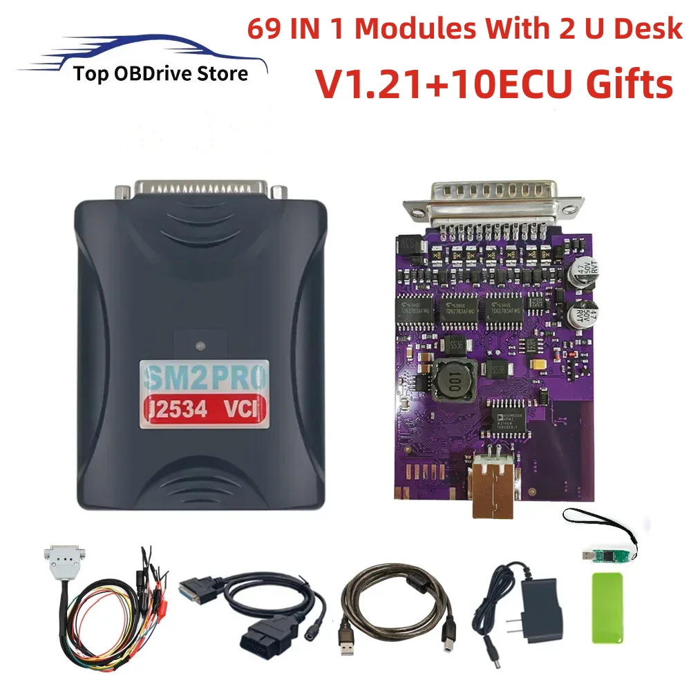 SM2 PRO J2534 VCI Update Version 2.21.22 FW With 69 IN 1 Modules Pcmflash 1.20/1.21 OBD2 ECU Programmer Read&Write OBD2 Bench