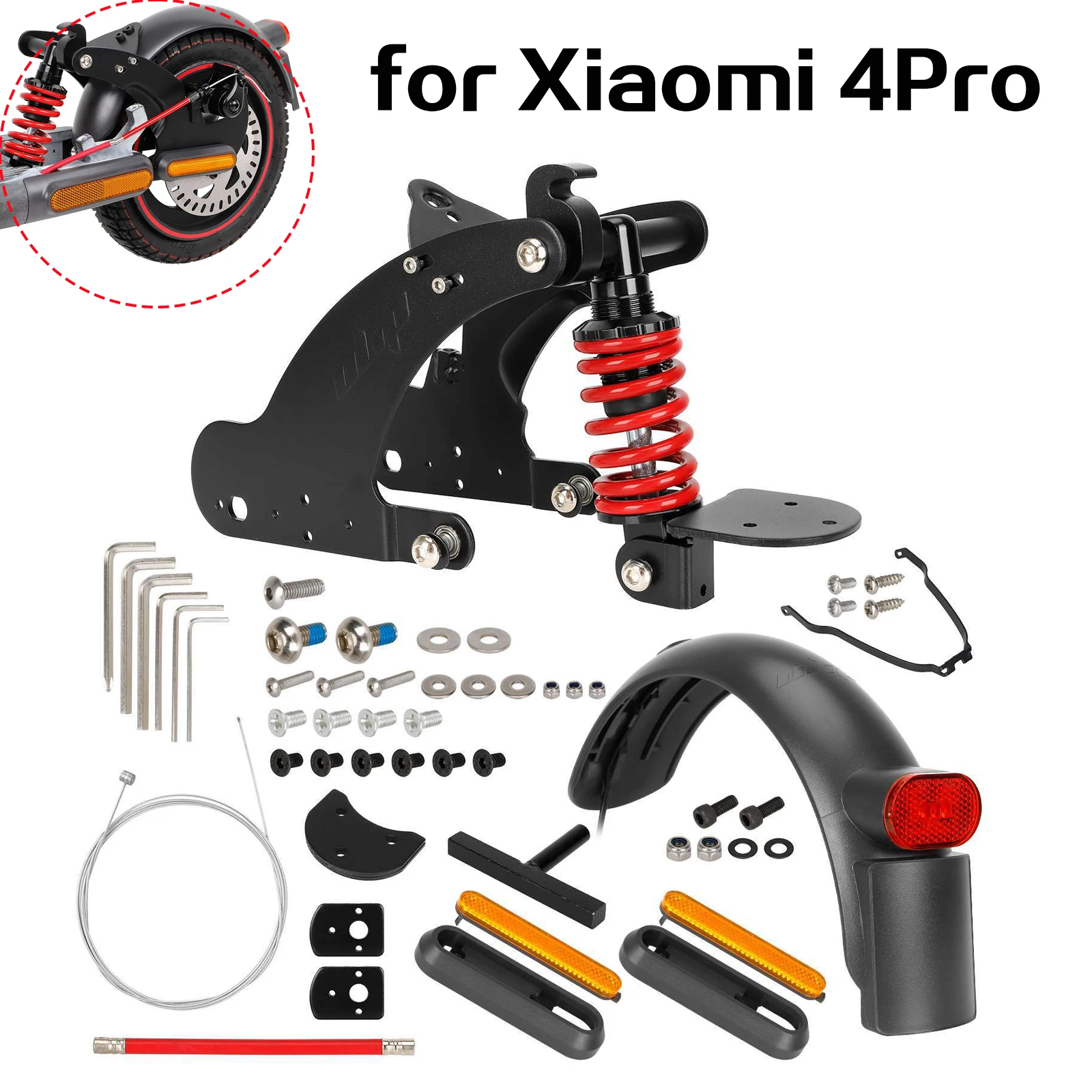 

1 комплект, обновленная задняя подвеска, амортизирующие детали, амортизатор с комплектом задних фонарей для электрического скутера Xiaomi 4 Pro