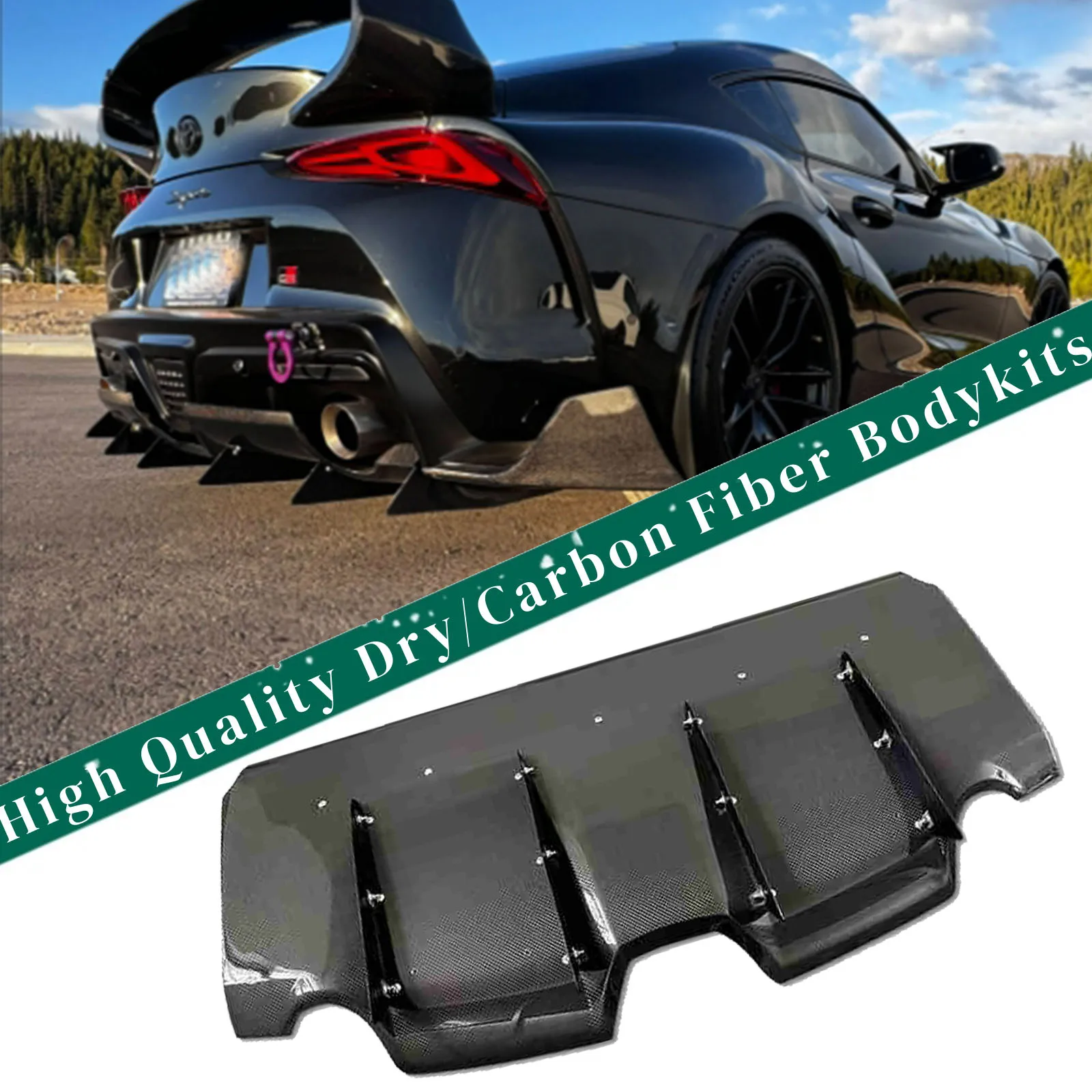 

Карбоновый задний диффузор Var Style для Toyota Supra A90 A91 GR MK5 2019+ (карбоновый сплиттер на задний бампер)