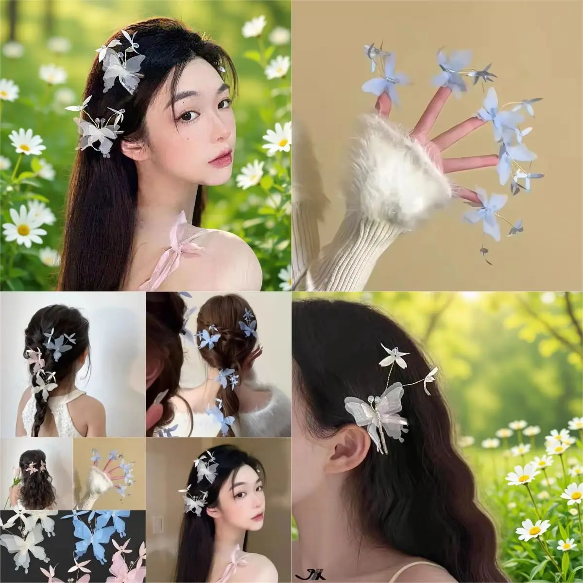 

Заколки для волос Fairy Mesh Материал Градиент Бабочка Fairy Женщины Пасторальные Новые Премиум Мечтательные Модные Аксессуары Для Волос Заколки 머리 СССР