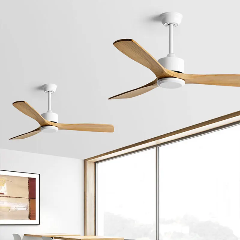 Wood Large Fans DC Ceiling Fan With LED Light And Remote Control Chandeliers For Living Room Electric Hotel Room Ventilator Lamp