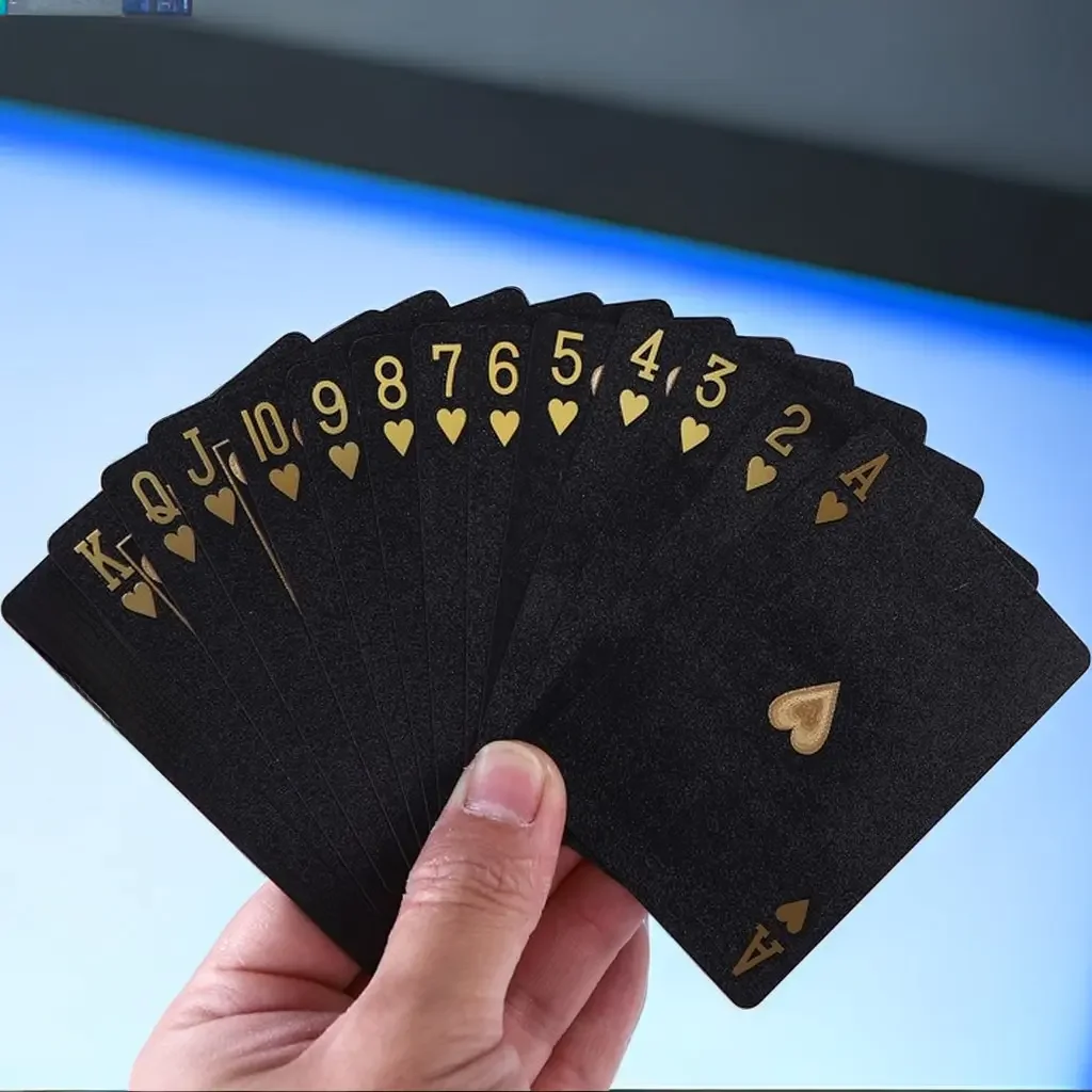 Baralho de pôquer preto rosa fosco, cartas de jogo de plástico à prova d'água, coleção de pôquer do