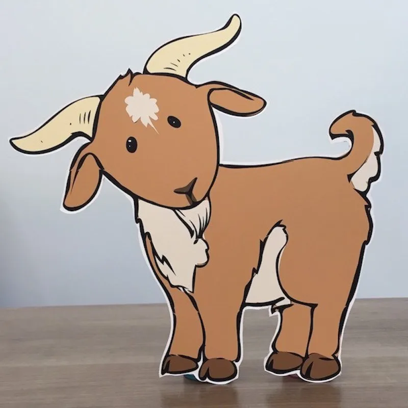 Cute Goat Foam-board Cutout Standee with Cardboard Stand, Kids Birthday Decoration, Animals and Farm Concept Party Supplies