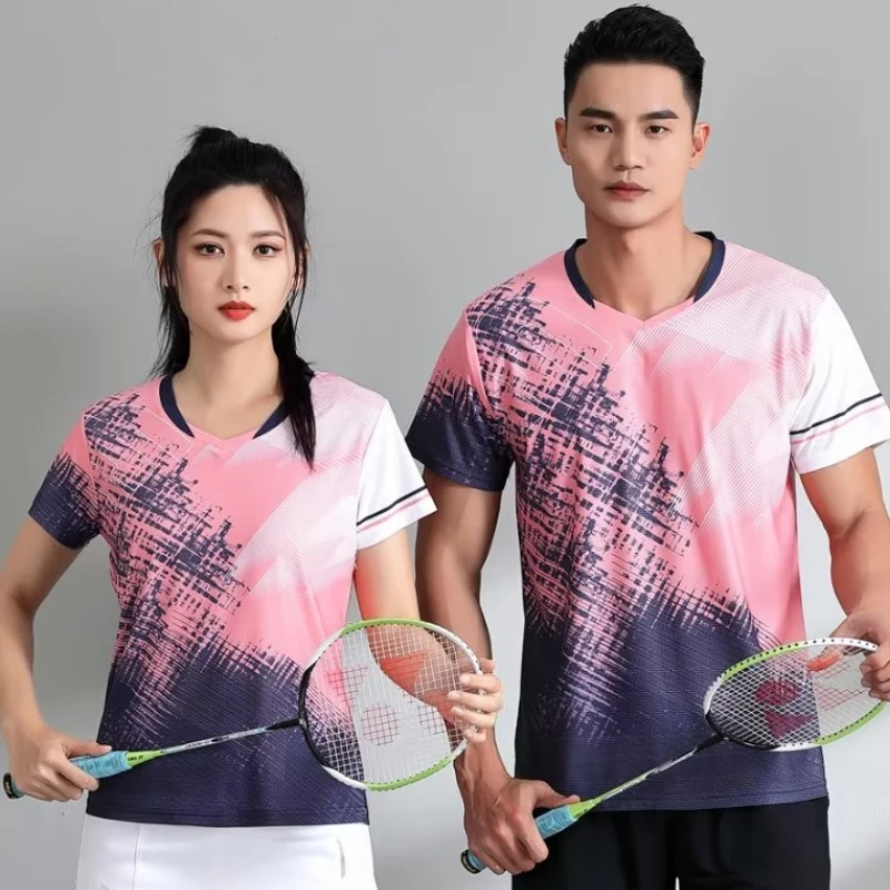 Kobiety mężczyźni tenis stołowy Uniform t-Shirt do badmintona szybkoschnący nadruk Ping Pong koszula 2023 nowa w letnie koszulka siatkarska tkaniny