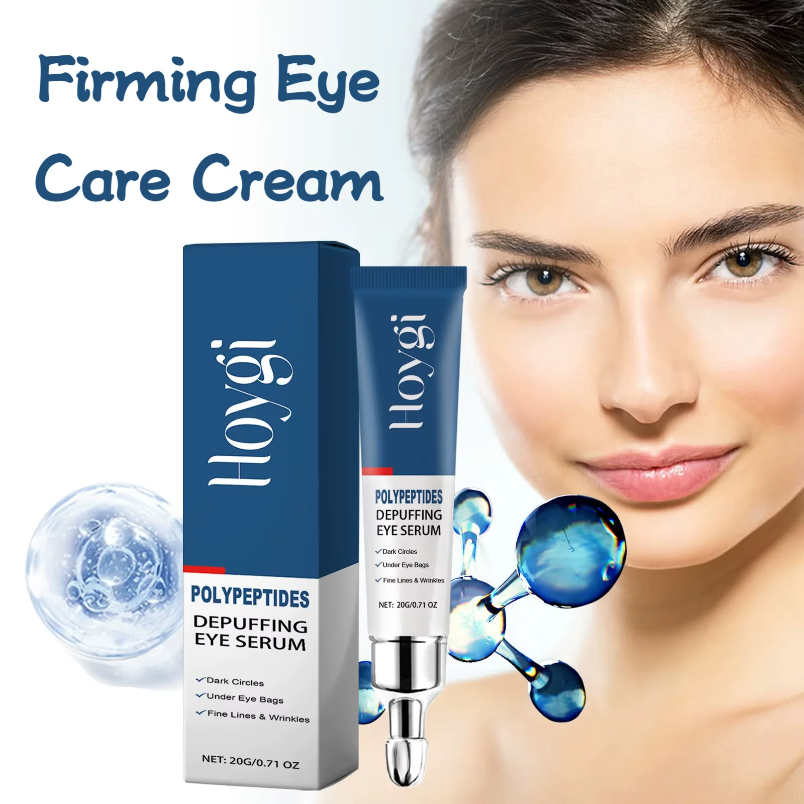 Hoygi-suero hidratante para ojos, 20g, círculo oscuro, elimina las bolsas de los ojos, líneas finas, hinchazón, elevación, estiramiento, suero reparador de ojos
