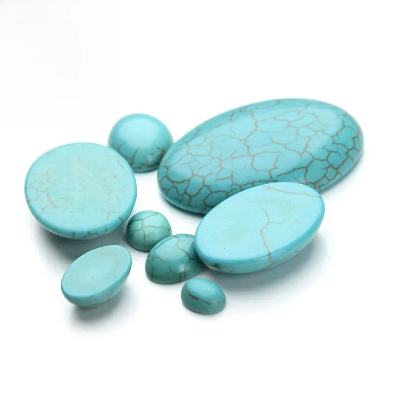 10szt Owalne koraliki kaboszonowe z płaskim tyłem 6*8/10*8/10*12/10*14/13*18/18*25mm Blue Turquoises Beads For DIY Jewelry Making F1403 — zdjęcie 2