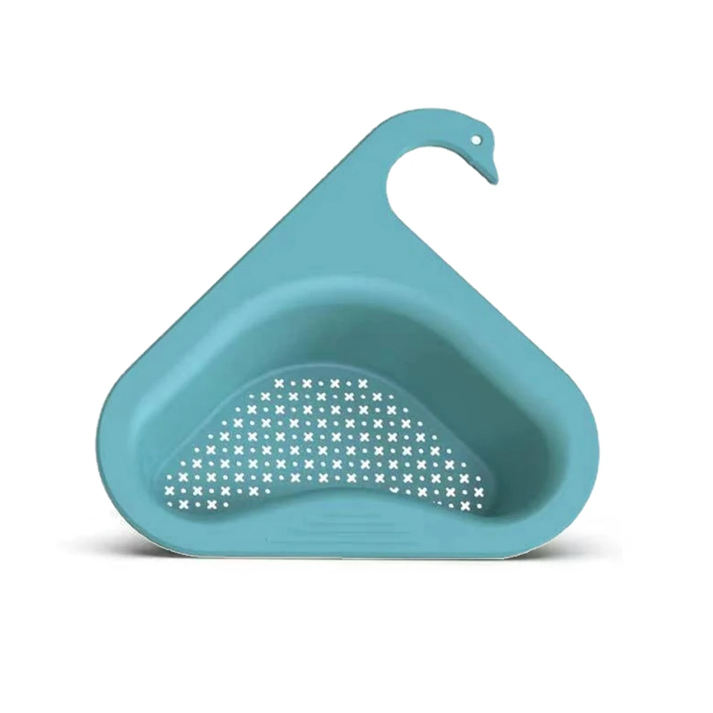 Plastic Kitchen Sink Drain Basket Animal Shape Lovely Triangular Fruit Cleaning Leftover Colander Restaurant Draining Rack Blue