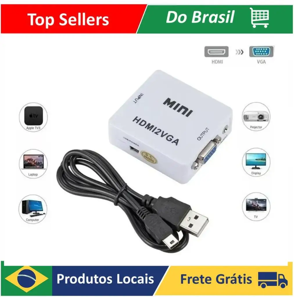 Mini Adapter Converter Hdmi P/ Vga Transmit Audio And Video