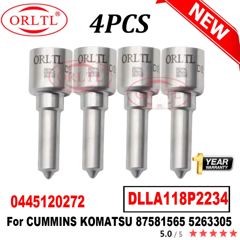 

4PCS DLLA118P2234 FOR CASE CUMMINS KOMATSU 0445120272 87581565 5263305 0 445 120 272 OEM 0433172234 Common Rail Injector Nozzle