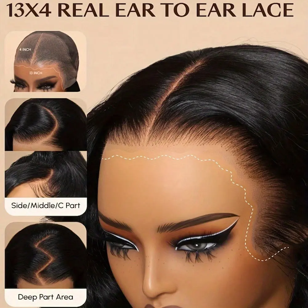 3 Seconds Wear And Go 250% Density 13x4 Human Hair Straight Lace Front Wig Human Hair Pre Plucked With Baby Hair Straight Brazil image 6