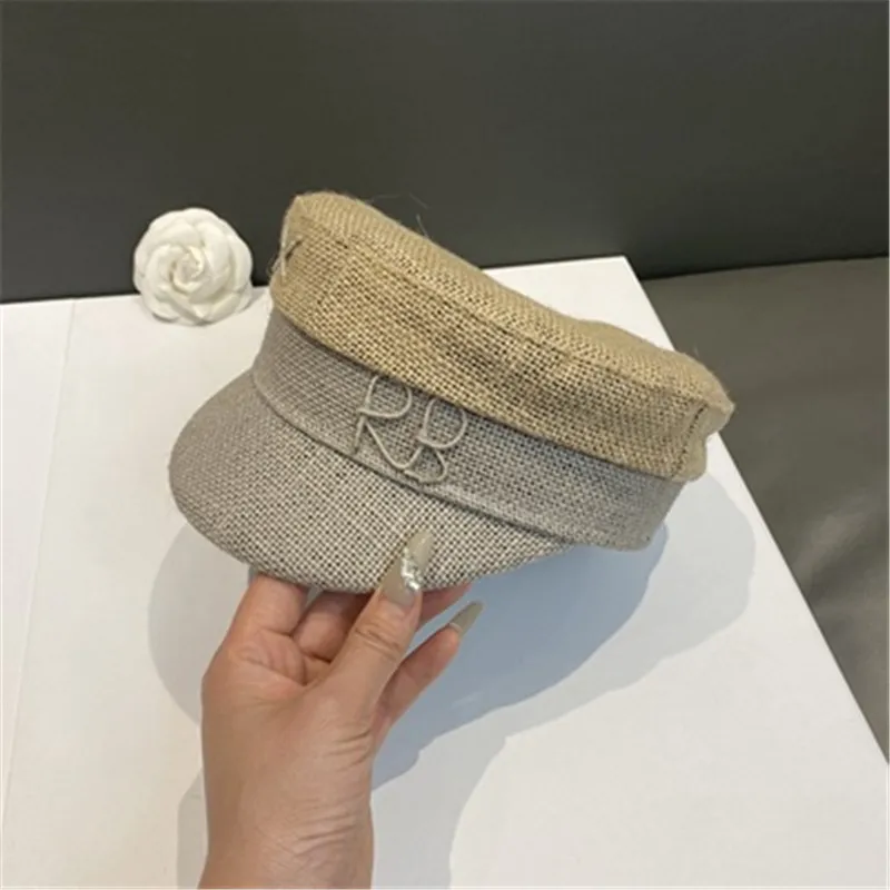 USPOP Monogram-embellished Baker Boy Cap Women Summer Caps Letter Newsboy Cap Women Flat Militray Caps