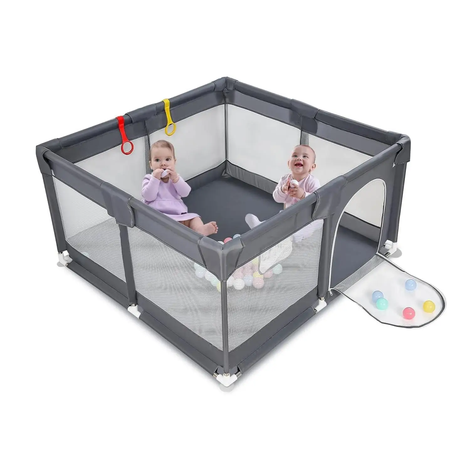 Extra Large Playpen for Babies, Kids Safe Play Center for Babies with Breathable Mesh and Zipper Door，and Toddlers 200×200cm