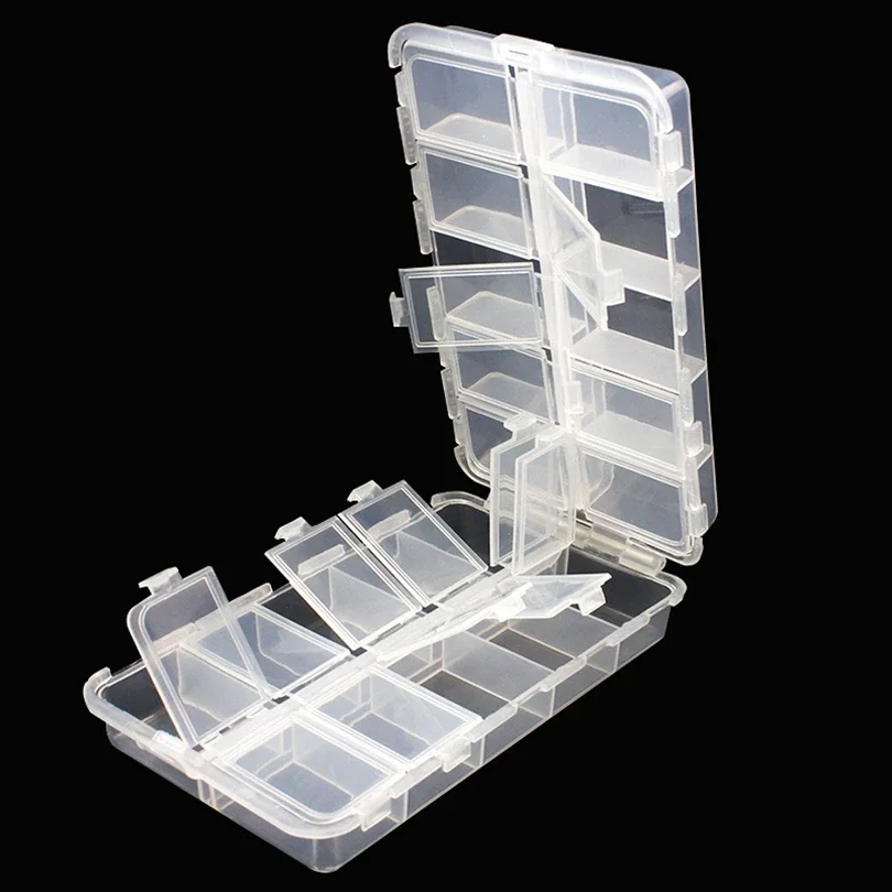 16.5 X 10 X 4cm 20 Compartments Plastic Fishing Tackle Box for Fishing Lures Baits / Hooks Storage, Transparent Fishing Case