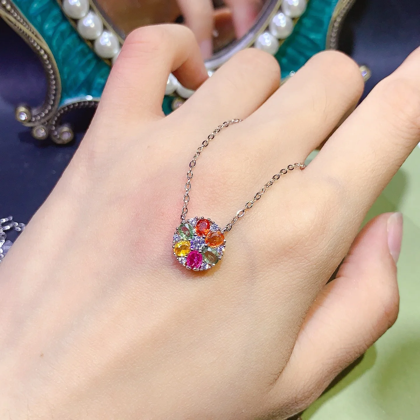 KJJEAXCMY бутик ювелирных изделий для девочек, натуральный цвет, сапфировый воротник, кулон из чистого серебра 925, платиновый рождественский подарок для подруги