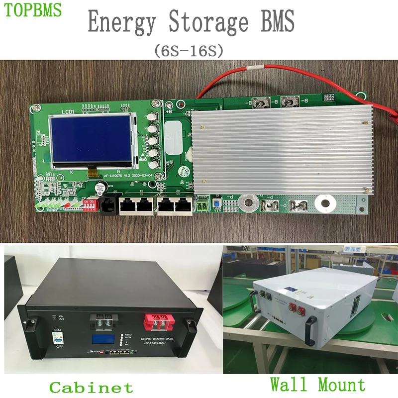 TOPBMS LiFePo4 BMS 12S 36V 16S 48V li-ion BMS 10S 13S 100A 150A RS485 CANBus Inverter DEYE GROWATT SPh GOODWE PYLON LuxPower