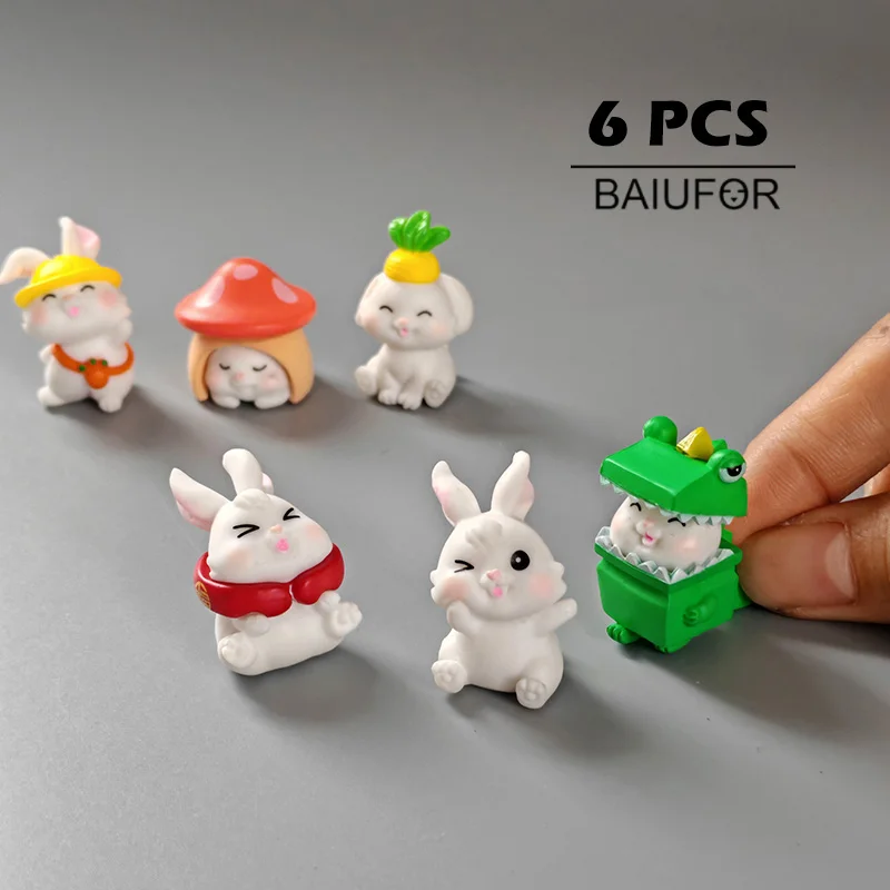 

Miniature Rabbit Figurine, Dinosaur, Bunny, Carrot, Rabbit, Home, Desktop Decor, DIY, Fairy Garden Decoration Accessories6-10 Pc