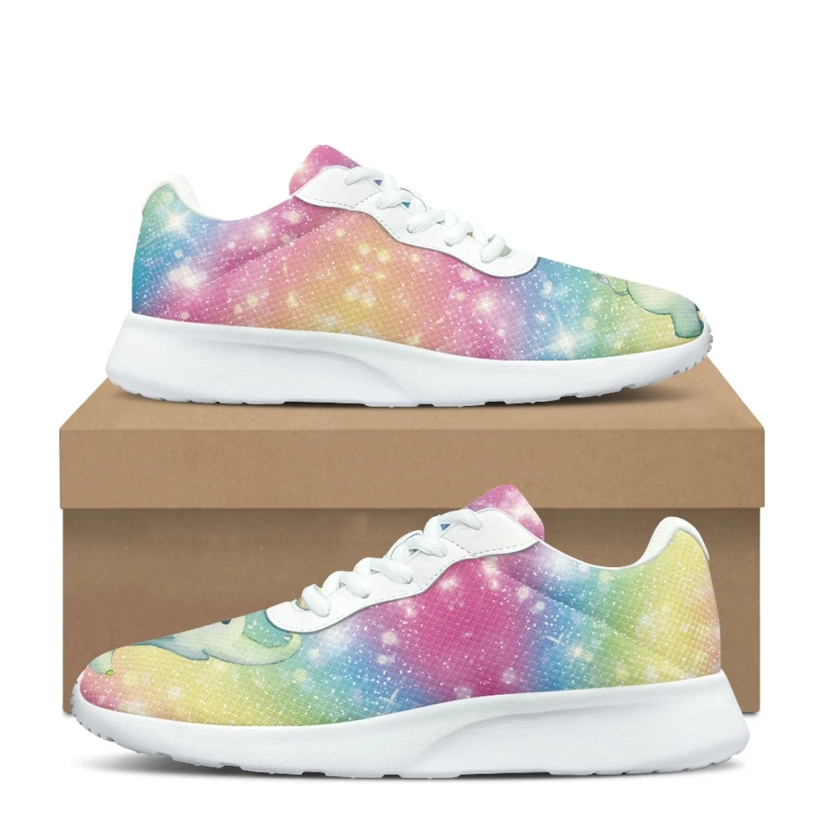 Rainbow Elephant Print Women's Training Jogging Shoes Fashion Sneaker Durable Gym Teen Sneakers Print On Demand tenis masculino