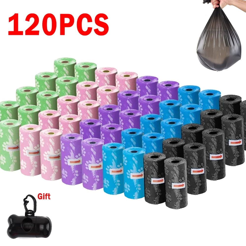 120 Rolls Dog Poop Bag With Dispenser Outdoor Cleaning Poop Bag Puppy Walking Travel Waste Bags Refill Garbage Bag Pet Suppl